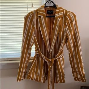 Tan/gold stripe blazer runs small